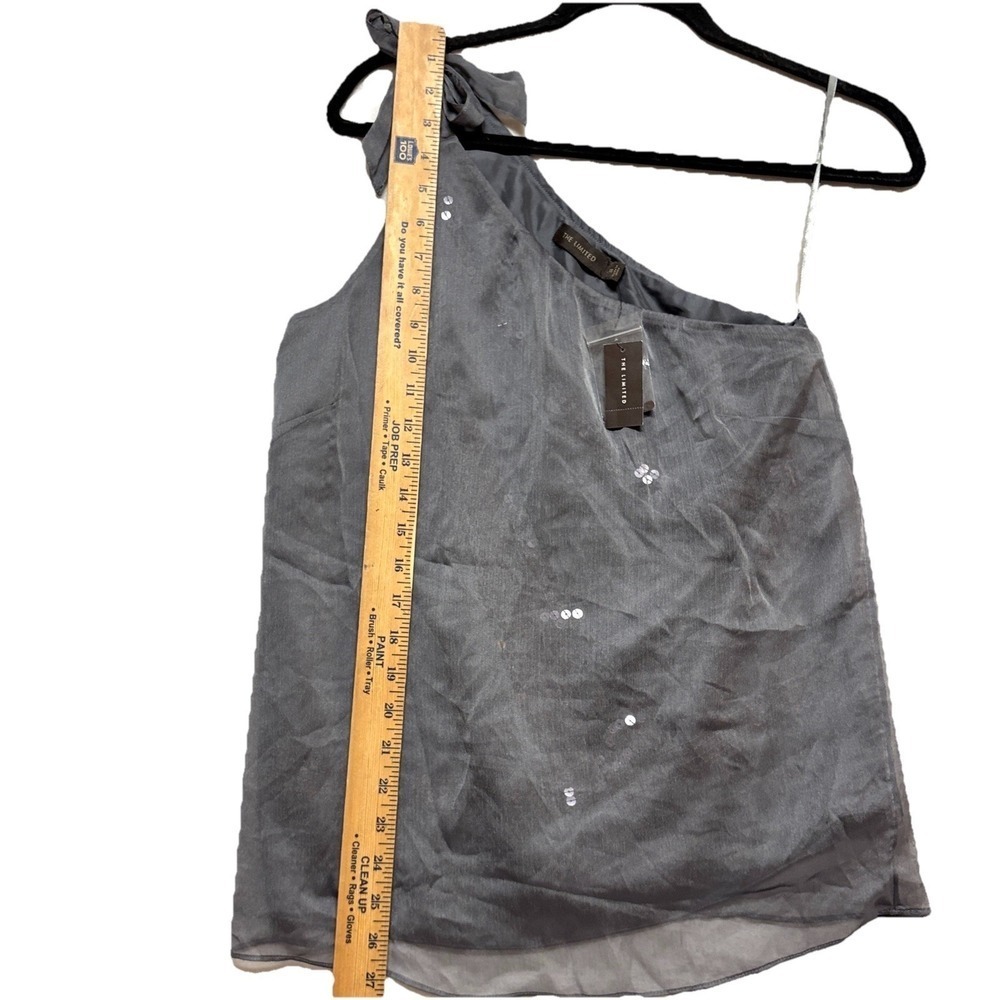 NWT The Limited One Shoulder Top Womens Gray Sequin Whimsigoth Retro Y2K Size XS - Picture 7 of 12